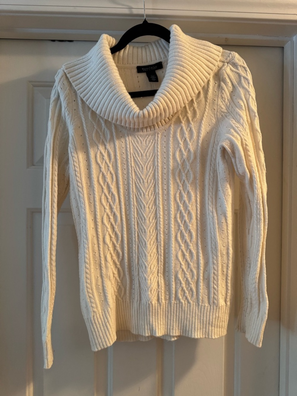 White House Black Market Cream Cable Cowl Sweater
